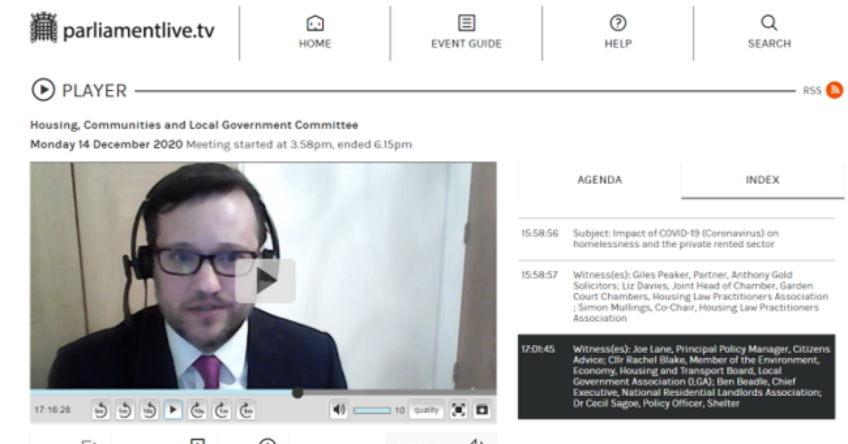 NRLA calls for financial support for landlords and tenants in Select Committee session